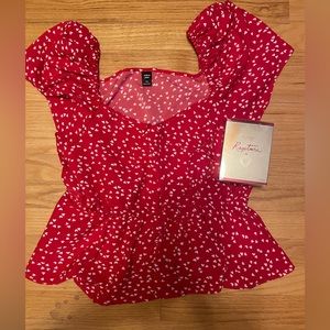 - Adorable,  SHEIN  red and white heart print blouse  by SHEIN Curves size…